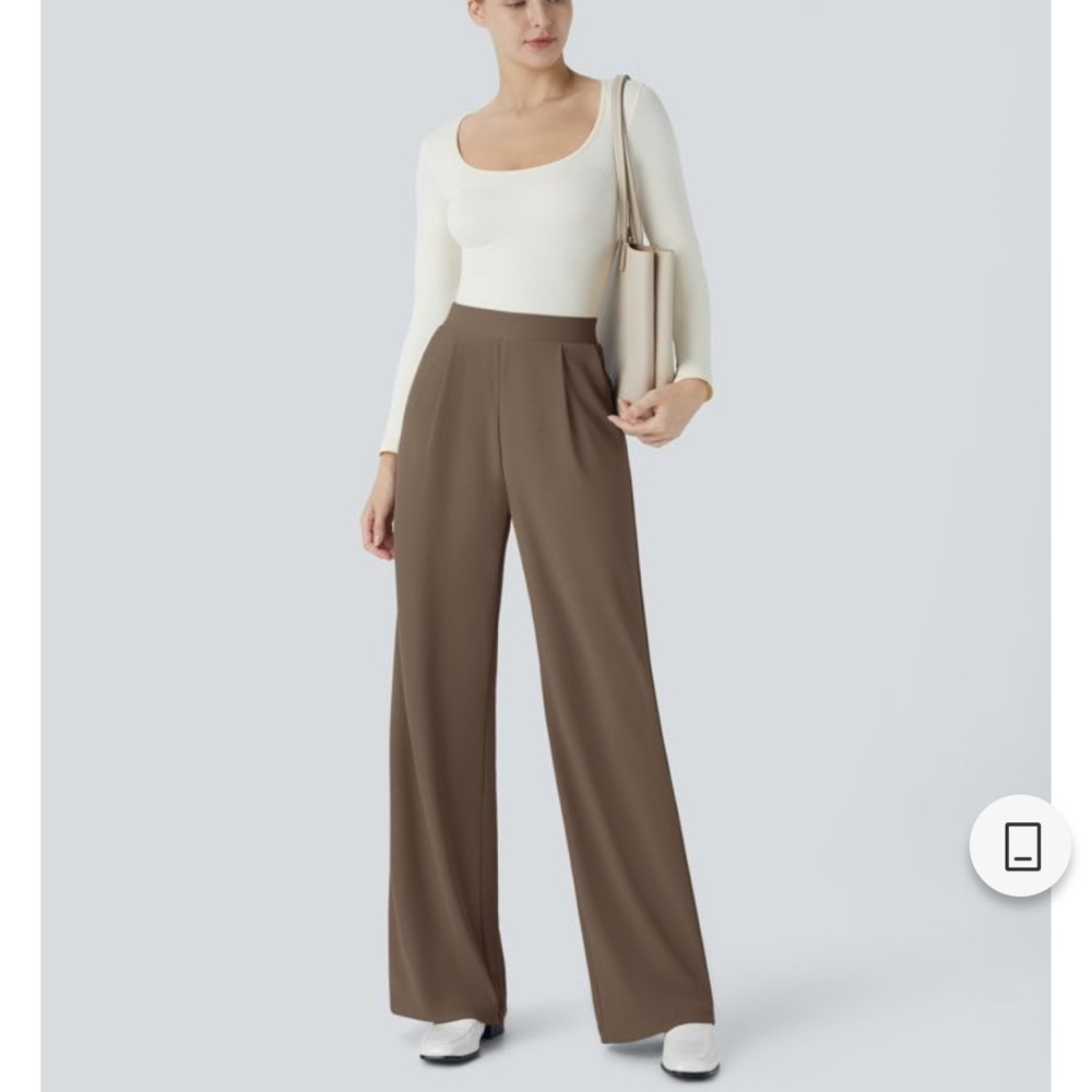HALARA Wide-Leg High-Rise Women's Pants in Brown